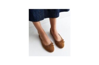 Tan Faux Suede Ballet Pumps