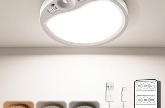 Tanbaby Rechargeable Motion Sensor Ceiling Light Indoor with Remote, 8000mAh Magnetic Battery Operated Lights, 3 Colors Dimmable LED Ceiling Lights,Wireless Wall Lights for Bath,Hallway,Garage