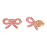 Ted Baker Bowie Bow Enamel Stud Earrings, Gold/Hot Pink