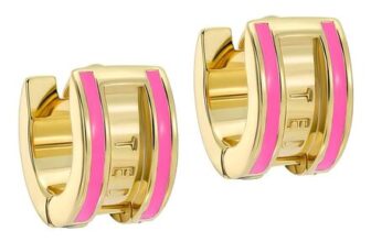 Ted Baker Rolo Enamel Roll Huggie Earrings Gold/Hot Pink
