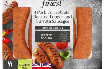 Tesco Finest BBQ 4 Pork, Arrabiata, Roasted Peppers & Burrata Sausage 440g Clubcard price