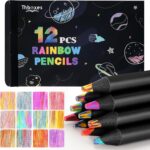 Thboxes 12 Rainbow Colouring Pencils for Kids & Adults, Pre-Sharpened