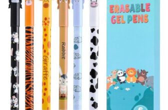 Thboxes Erasable Gel Pens, 6-Pack, 0.5mm, Animal Print