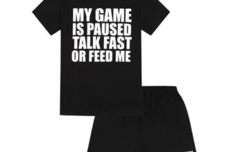 ThePyjamaFactory Boys My Game Paused Gaming PJs Short Cotton Black
