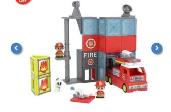 Tile Town Fire Station and Firetruck Magnetic Construction Set