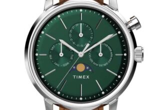 Timex Mens Marlin Moon Phase Watch, 40mm with Leather Strap, Model: TW2W51000 – w/Code