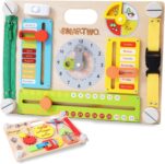 Toddlers Montessori Toy, Large Wooden Busy Board Double-Sided