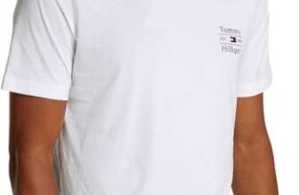 Tommy Hilfiger Mens Short Sleeve Round Neck Stack T-Shirt XXL – White