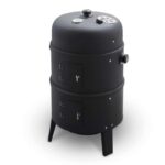 Tower 2-In-1 Smoker Grill with Charcoal & Smoker, Heat Resistant Steel Body, Airflow Vent & Temperature Gauge, Black – W/Voucher
