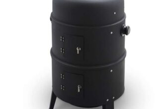 Tower 2-In-1 Smoker Grill with Charcoal & Smoker, Heat Resistant Steel Body, Airflow Vent & Temperature Gauge, Black – W/Voucher