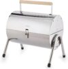 Tower Portable Barrel Grill with Wooden Carry Handle, Compact Design, Safety Locking Mechanism, Stainless Steel W/Voucher