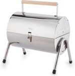 Tower Portable Barrel Grill with Wooden Carry Handle, Compact Design, Safety Locking Mechanism, Stainless Steel W/Voucher
