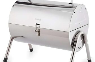 Tower Portable Barrel Grill with Wooden Carry Handle, Compact Design, Safety Locking Mechanism, Stainless Steel W/Voucher