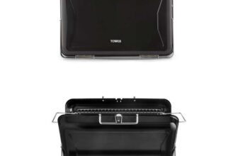 Tower Stealth Portable Charcoal Briefcase BBQ with Carry Handle, Compact Design, Black, T978516BLK
