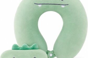 Travel Pillow Neck Support Cushion, Portable Cushion with Eye Mask Great Companion for Long Trips and Commutes, Perfect Accessory for Flights, Road Trips, Home and Office Breaks, Green