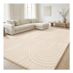 Treeboy Rugs Large Cream Living Room Rug 160×230 Cm, Washable