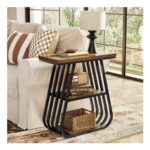 Tribesigns Narrow 3-Tier End Table with Storage, Black