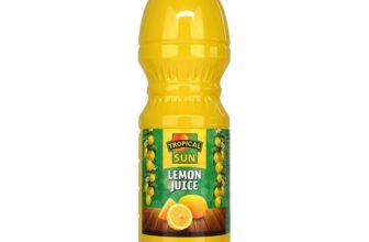 Tropical Sun 100% Pure Lemon Juice 1L Bottle Ready to Use Citrus Juice for Margaritas, Cocktails, Cooking, Baking, Drinks S&S £1.74