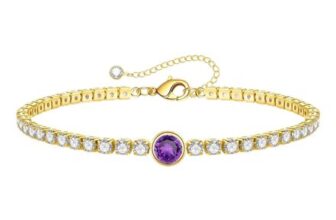 Turandoss Amethyst Birthstone Tennis Bracelet for Women