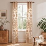 Two-Piece European-Style Golden Wire Jacquard Curtains, Hollow Embroidered Tulle Drapes for Living Rooms, Bedrooms, Studies, Dining Rooms, Balconies & Offices (2 pcs 103 260cm 40.6 101.4 in)