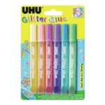 UHU Glitter Glue, Shiny Multicolor, Water Washable, 6 X 10ml