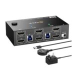 USB 3.0 HDMI KVM Switch for 2 Monitors and PCs