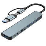 USB-C 8-in-1 Hub: 4 USB-A, SD/TF Card Reader, Headphone Jack, Multiport Adapter sold by baolongking FBA