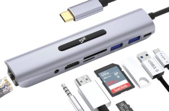 USB C Hub Type C Hub with Ethernet Port,4K USB C to 4K, USB 3.0/2.0 Ports,SD/TF Card Reader,100W Power Delivery,3.5mm Audio Jack, for Windows,Mac OS, Surface Pro,More USB-C Laptops