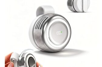 Ultralight Bladeless USB Neck Fan with LED Light, 5 Speeds