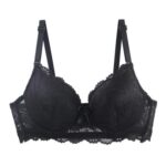 Underwired Lace Balconette Bra Plus-Size Black 95B