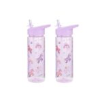 Unicorn Water Bottle 500ml, BPA Free, 2 Pack, Straw Sipper