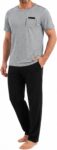 Uniexcosm Mens Pyjamas Set Short Sleeve Top and Trousers