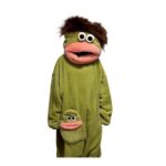 Unisex Plush Monster Jumpsuit with Hood, Green