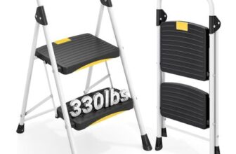 Urackify 2-Step Folding Ladder, Heavy-Duty 330 Lb Capacity