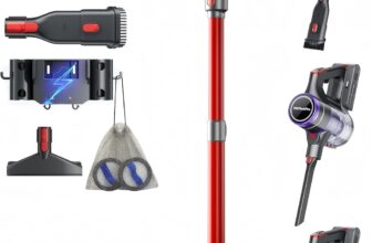 VACTechPro Upgraded F02 Ultra Cordless Vacuum Cleaner, 50KPa/600W/70Mins Self-Standing, Triple Anti-Tangled Handheld Vacuum with Detachable Battery for Pet Hair Home