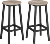 VASAGLE Bar Stools Set of 2, Kitchen Stools, Bar Chairs with Metal Frame and Footrest, Easy to Assemble, for Kitchen, Living Room, Dining Room, Greige and Black LBC032B02