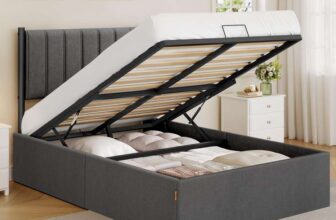 VASAGLE Small Double Bed Frame, 120 x 190 cm, Ottoman Bed with Lift-Up Storage, Hydraulic Lift, Modern Minimalist