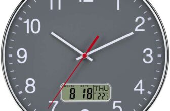 VIVILINEN Kitchen 30cm Wall Clock with Date and Temperature Silent Modern Wall Clock Grey (Black & Silver £13.59) – Sold By Adoauss/FBA