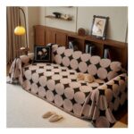 VIWATIN Vintage Chenille Sofa Throw, Taupe Dot, 1 Seater, 180x230cm