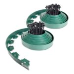 VOUNOT Lawn Edging 20m with 60 Pegs Flexible Plastic Border