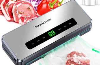 Vacuum Sealer Machine, 6-in-1 Compact Food Vacuum Sealer Machine for Dry and Moist Food Fresh Preservation,Built-in Cutter,Roll Bag Storage,LED Display,Included Roll Bag