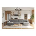 Valencia Helio Velour Modular Sofa, 6 Seats, 2 Chaise, Grey