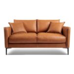 Valencia Jasper Cognac Leather Loveseat, 60-Inch, Mid-Century