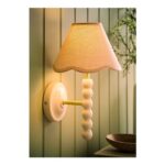 ValueLights Bobble Cream Wall Light with Natural Trim Scallop Shade