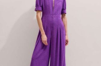 Very Wide-Leg Jumpsuit Tweed Tailoring in Purple, sizes 4 – 8