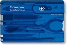 Victorinox Swiss Card, Swiss Made Pocket Tool, Credit Card Size, 10 Functions, Pen, Scissors, Blue