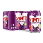Vimto Fizzy Fruit Juice, Blackcurrant, Grape & Raspberry, 6x330ml Cans