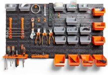 VonHaus 44 Piece Wall Mounted Pegboard Hook, Storage Bins and Panel Set – W/Code