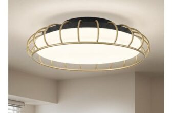 WOKNOS LED Black-Gold Ceiling Light, 4000K Flush Mount