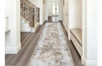 WUBCIX Abstract Runner Rug, Coffee-Blue, 2×6 Ft